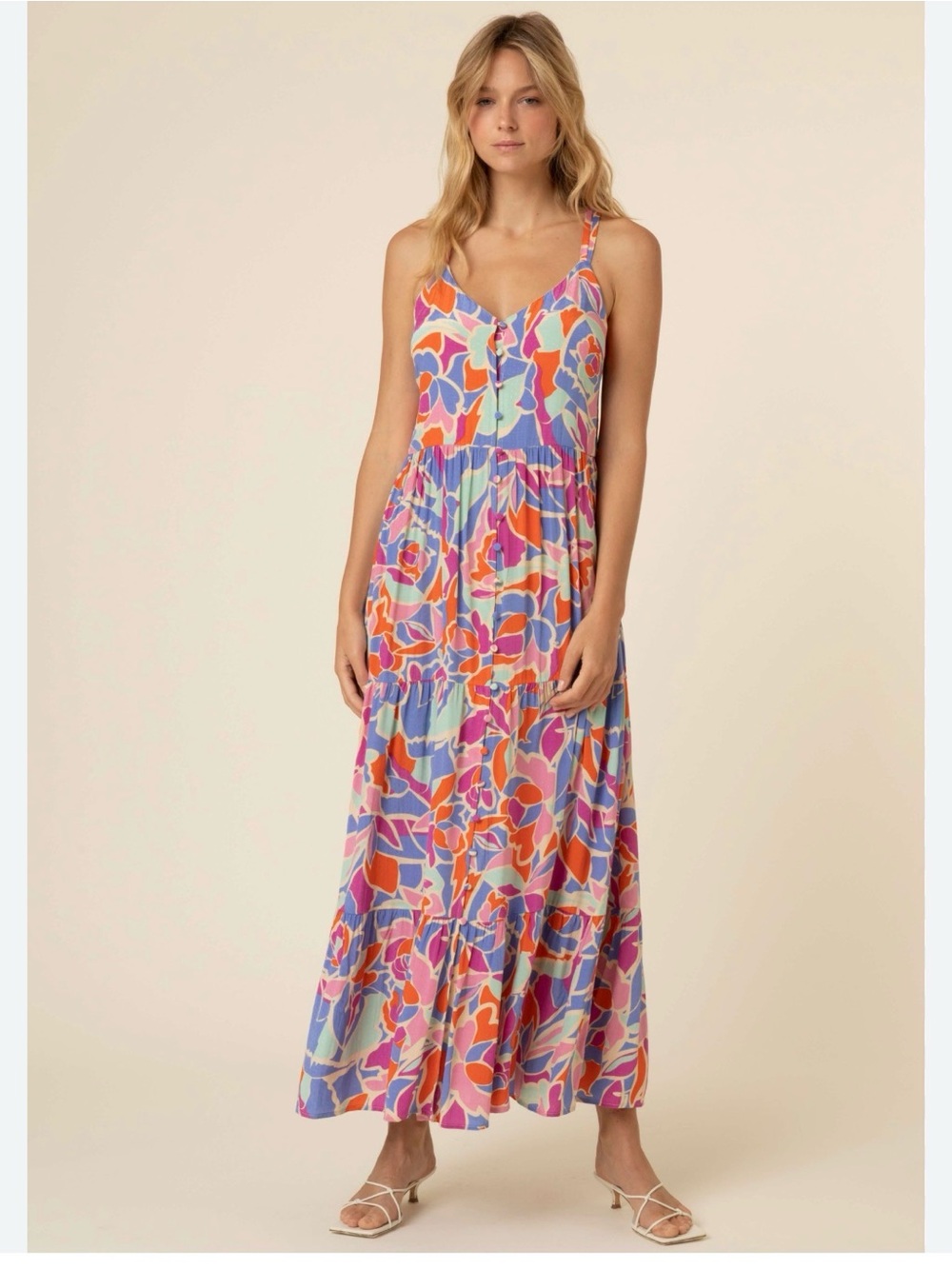 The Amande Printed Maxi Dress by FRNCH size large